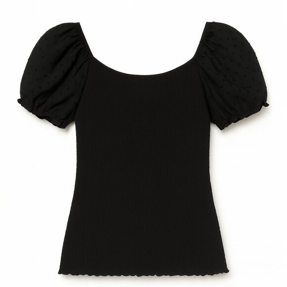 Art Class Black Puff Sleeve Smocked Top – Girls Size L (10/12) - Picture 2 of 9